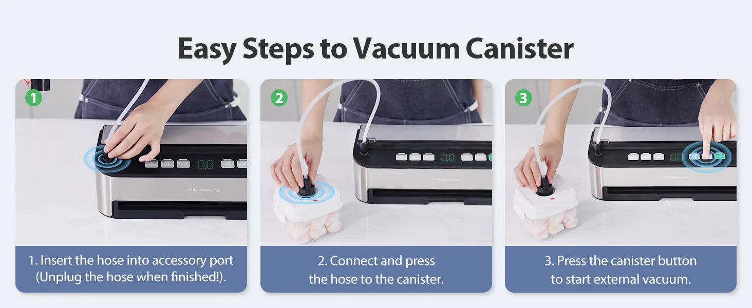 Vacuum Sealer Machine, Beelicious 85KPA Fully Automatic 8-IN-1 Food Sealer with Bags Storage, Build-in Cutter, Moist Mode, Air Suction Hose