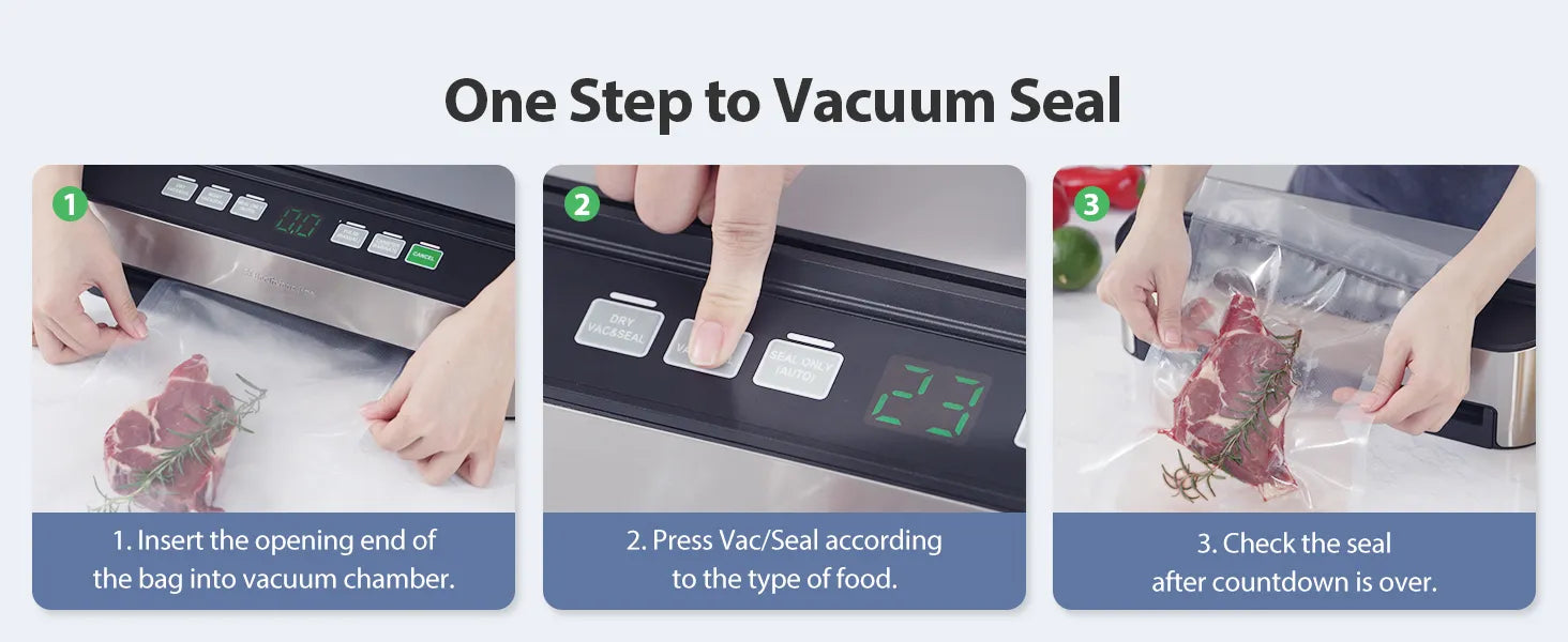 Vacuum Sealer Machine, Beelicious 85KPA Fully Automatic 8-IN-1 Food Sealer with Bags Storage, Build-in Cutter, Moist Mode, Air Suction Hose